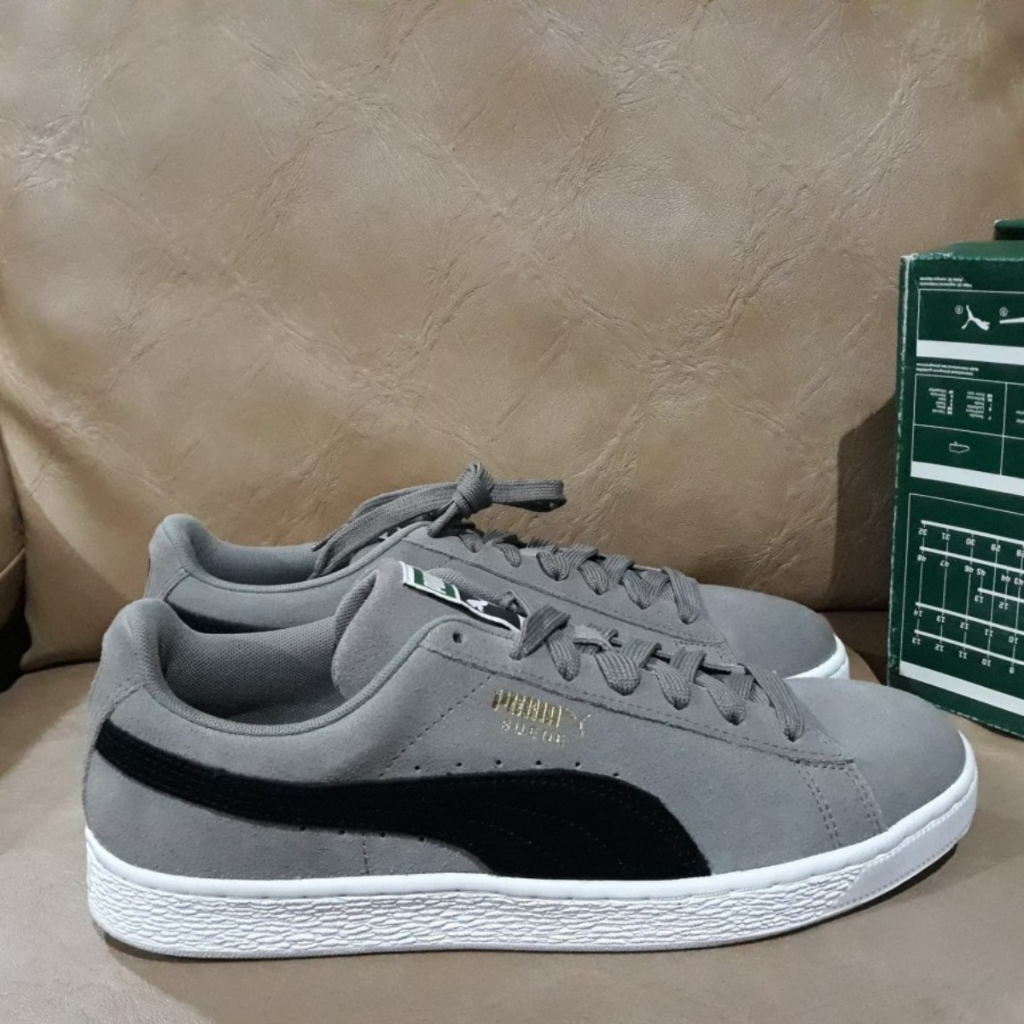 puma suede grey white (abu hitam original pria)