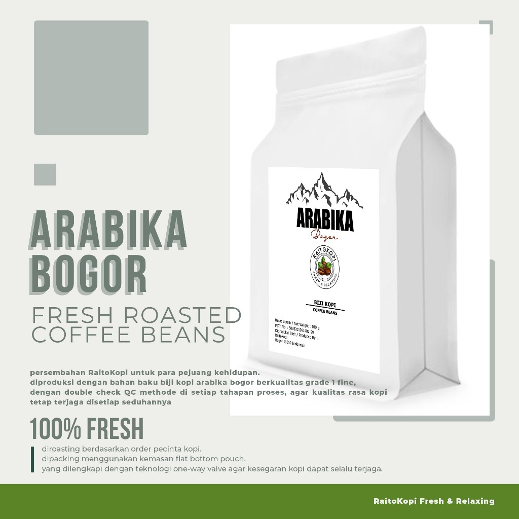 

Kopi Arabika Bogor Natural - RaitoKopi - Biji kopi Utuh 250 gram