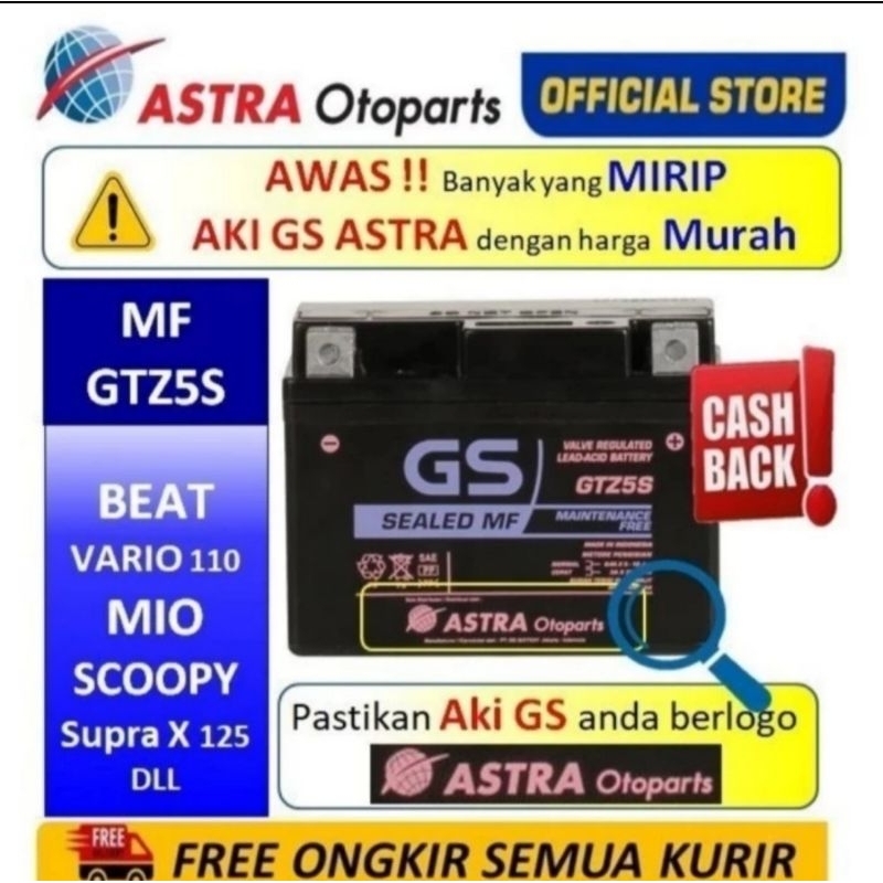 Aki motor GS ASTRA GTZ5S ORIGINAL