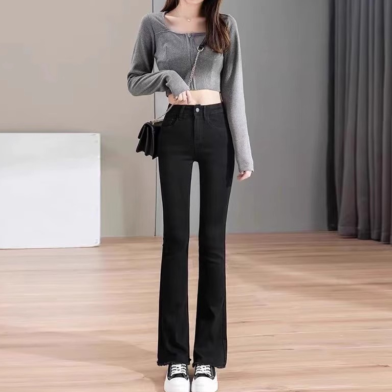 hitam celana jeans wanita--celana jeans panjang--jeans korea