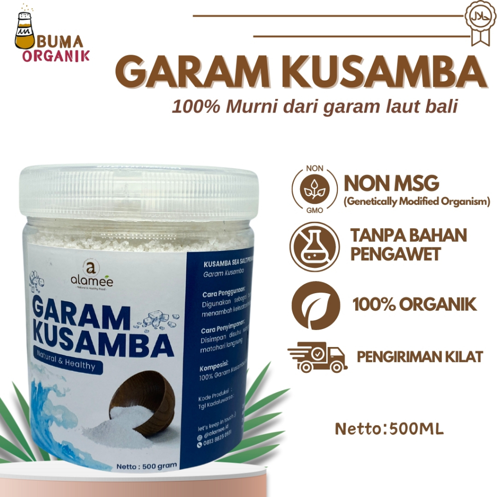 

Garam Kusamba Premium Sea Salt Laut Bali 500gr Organik Murni Natural Alami Organic Seasalt Lokal