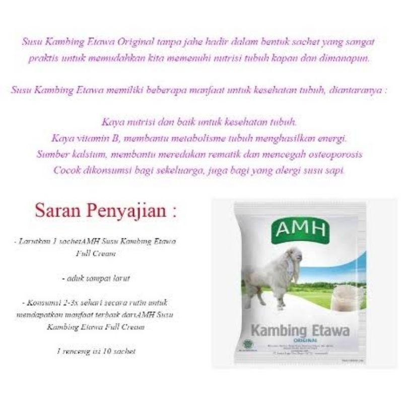 

AMH kambing etawa original 10sachet x 23g