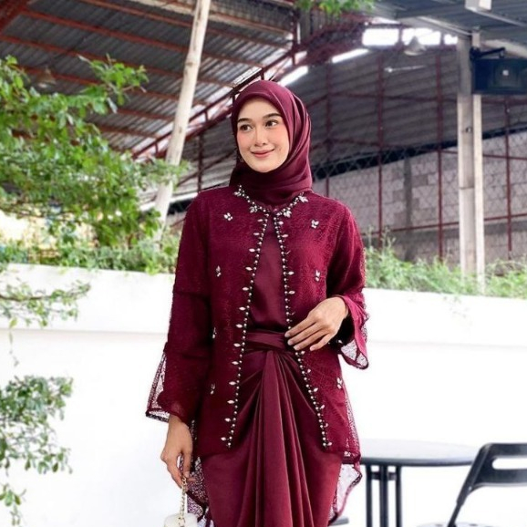 DISKON New Ready Jumbo Xxl Set Outer Brokat Cornelli Payet Mutiara Payet Jahit Tangan Mote Outer