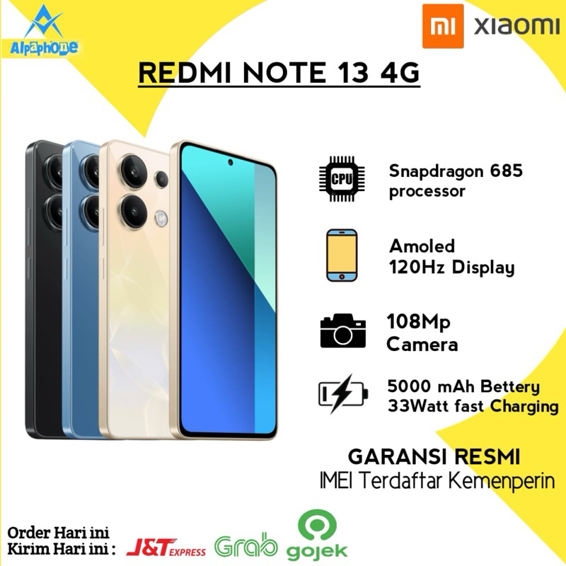 Xiaomi Note 13 4G Ram 8/256 Gb | New Garansi Gesmi Xiaomi Ram 8/128 GB