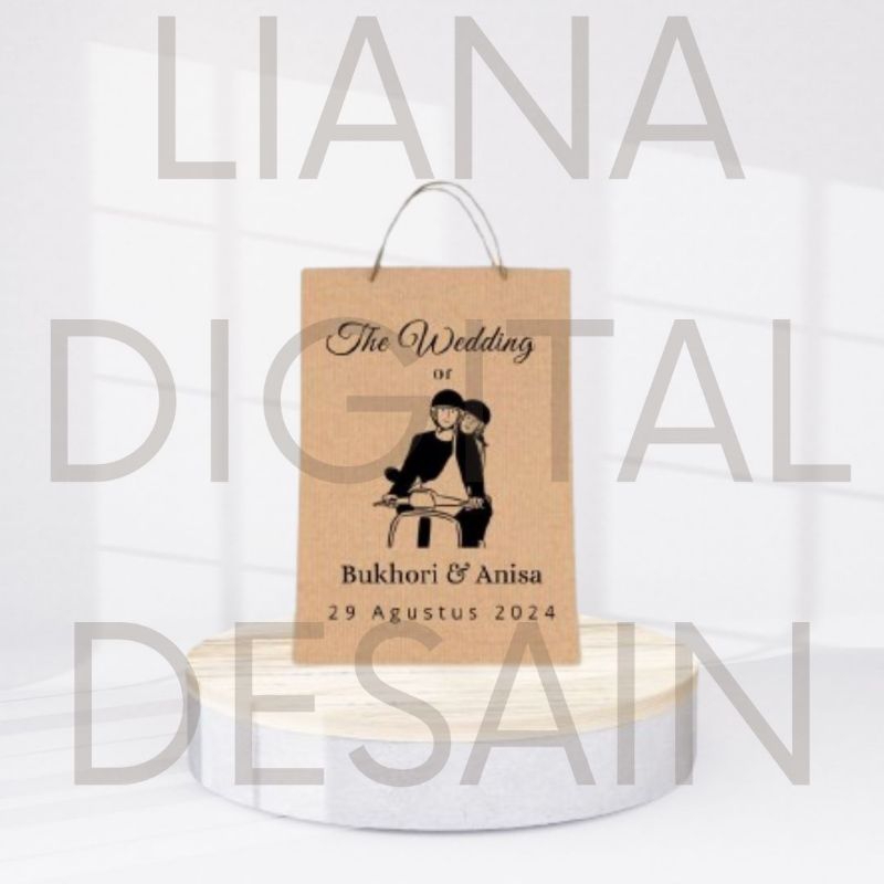 

Paper Bag Souvenir Pernikahan / Tas souvenir wedding sablon 15x8x25