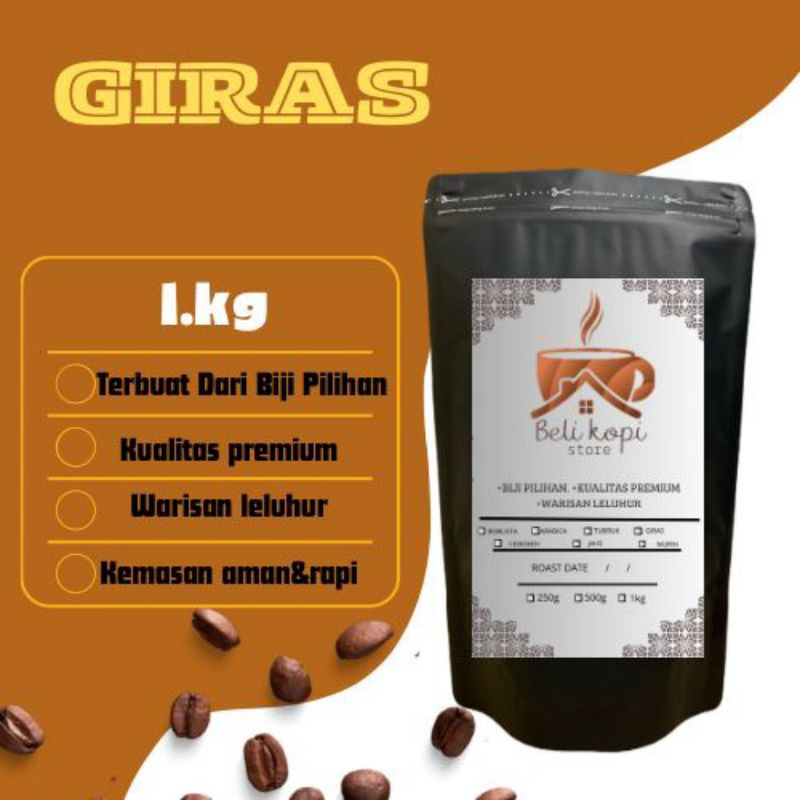 

BUBUK KOPI GIRAS ISI 1KG RASA MANTAB PREMIUM