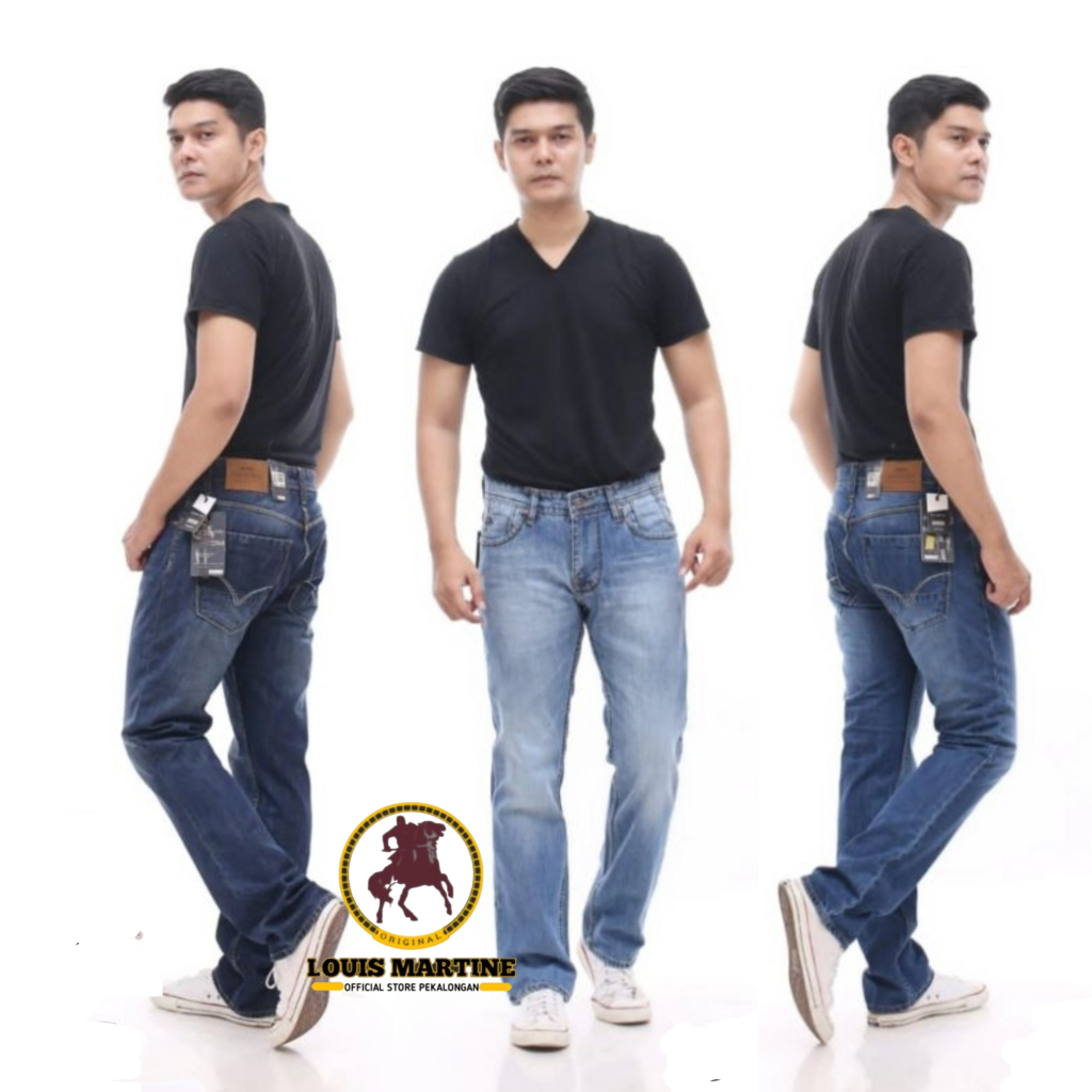 Celana jeans Standar Reguler Original LOUIS MARTINE Celana Jeans Panjang Pria Louis Martine