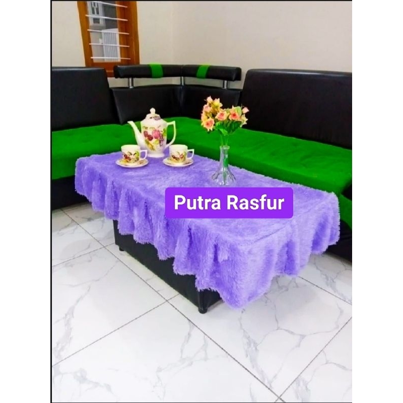 taplak meja rumbai / taplak meja rumbai polos / taplak meja kain bulu rasfur / taplak meja polos