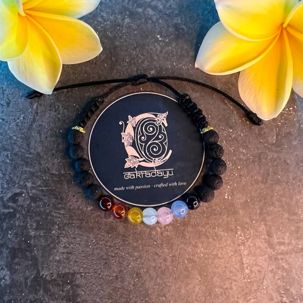 CAKRADAYU Gelang Cakra 7 Batu Kristal Dan Batu Lava Rocks (6mm)