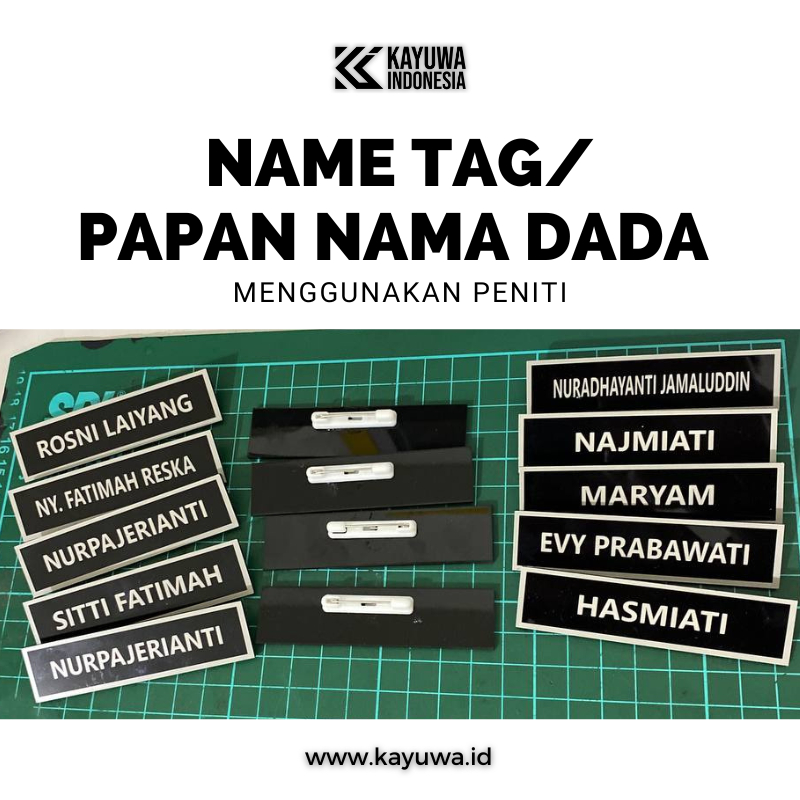 

Papan Nama Dada Akrilik Peniti Name Tag Laser Marking