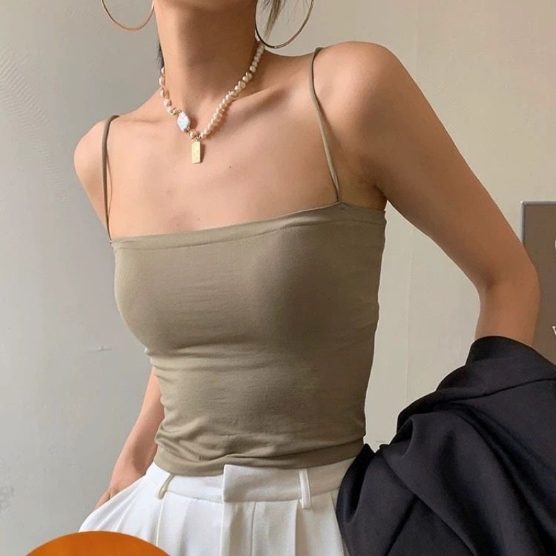 Tank Top Bra Polos Korean Style Wanita Tali Kecil
