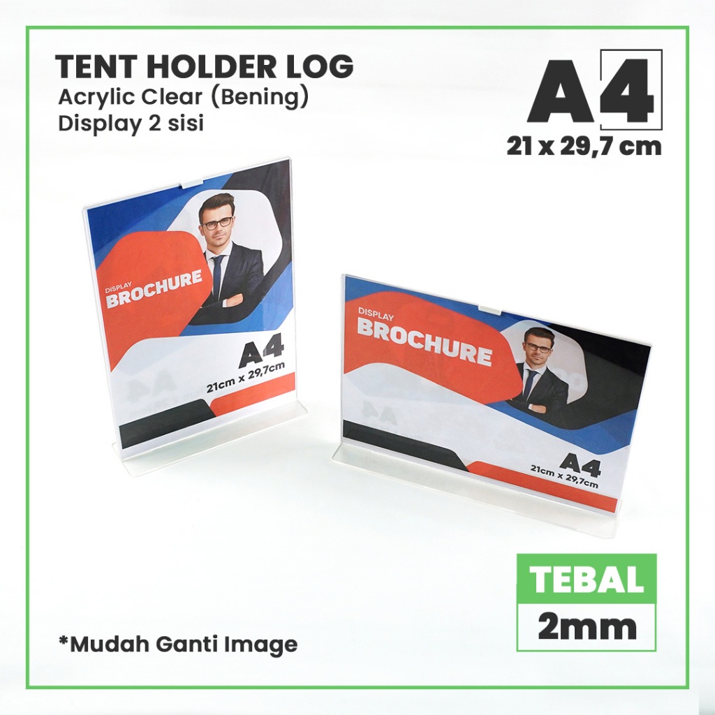 

Tent Holder I Tempat Brosur I Tent Card Akrilik Display A4