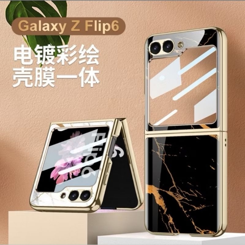ORIGINAL CASE GKK FOR SAMSUNG GALAXY Z FLIP 6/Z FLIP 5/Z FLIP 4/Z FLIP 3 5G LUXURY TEMPERED GLASS CA