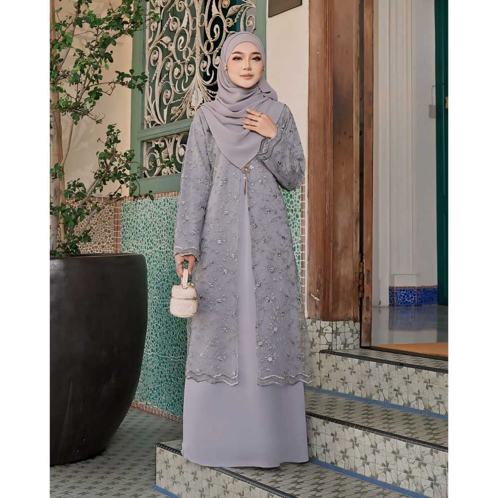 gamis simple dan elegan raisha dress / dress brokat terbaru 2024 / fashion wanita brokat super mewah