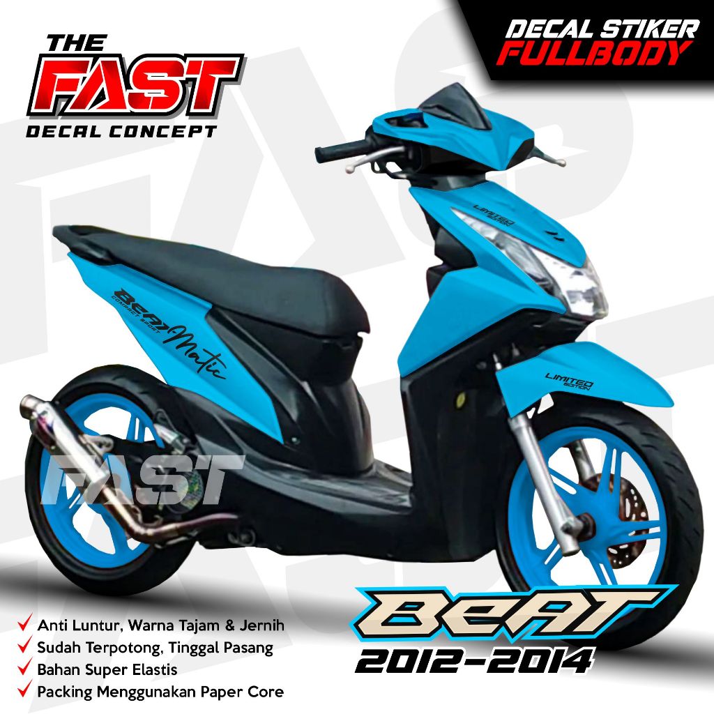 Stiker Decal Motor Honda Beat Fi 2012-2014 Fullbody Polos Simpel Striping Beat Fi Bisa Cod