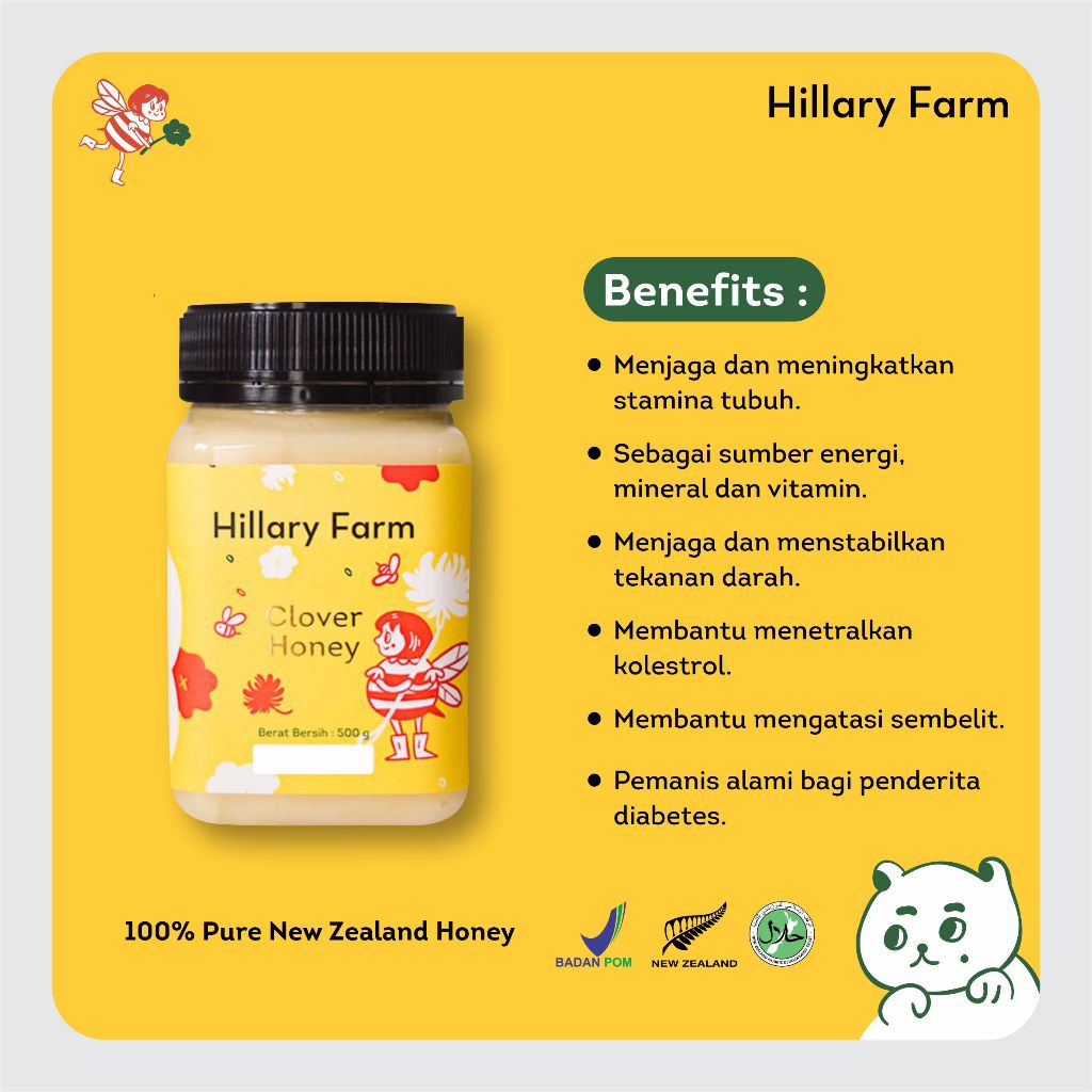 

QH Hillary Farm Clover Honey 500gr Antioksidan Tinggi
