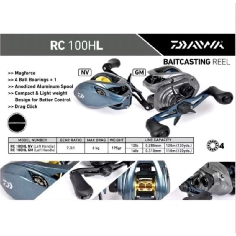 Reel BC DAIWA RC 100 HL Drag Clicker