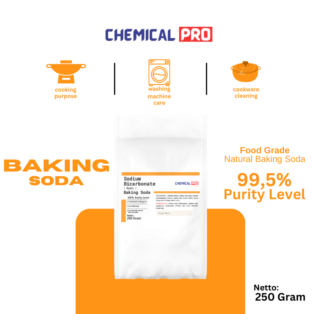 

Baking Soda Sodium Bicarbonate Food Grade Soda Kue 250 gr Chemical Pro