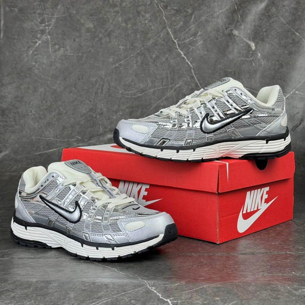 SEPATU NIKE P-6000 METALIC SILVER SAIL PREMIUM MIRROR BNIB VIETNAM IMPORT