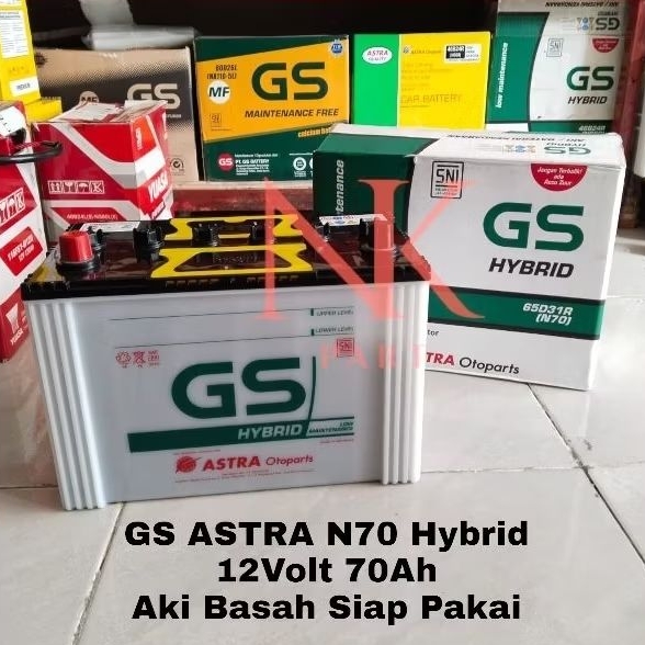 Aki Mobil GS Astra Hybrid N70 65D31R 70Ah Accu Basah Siap Pakai