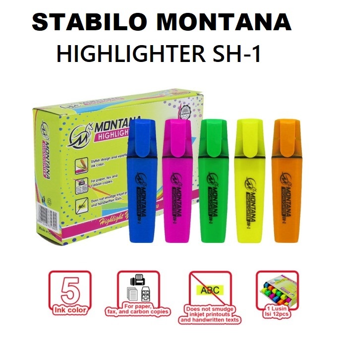 

STABILO MONTANA SH-1 1 PACK ISI 12 PCS/ HIGHLIGHTER/ PENANDA WARNA