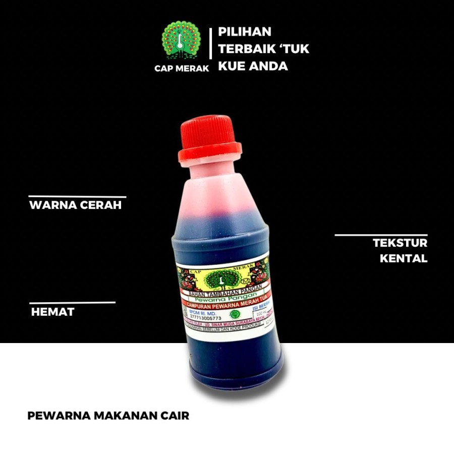 

PEWARNA MAKANAN CAIR / PEWARNA CAIR CAP MERAK 100 ML