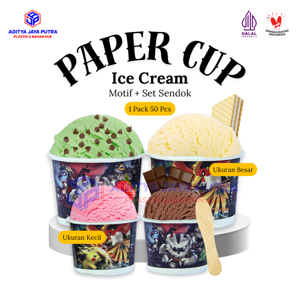 

Paper Cup Es Krim 1 Slop Isi 50 Pcs (MURAHHH)