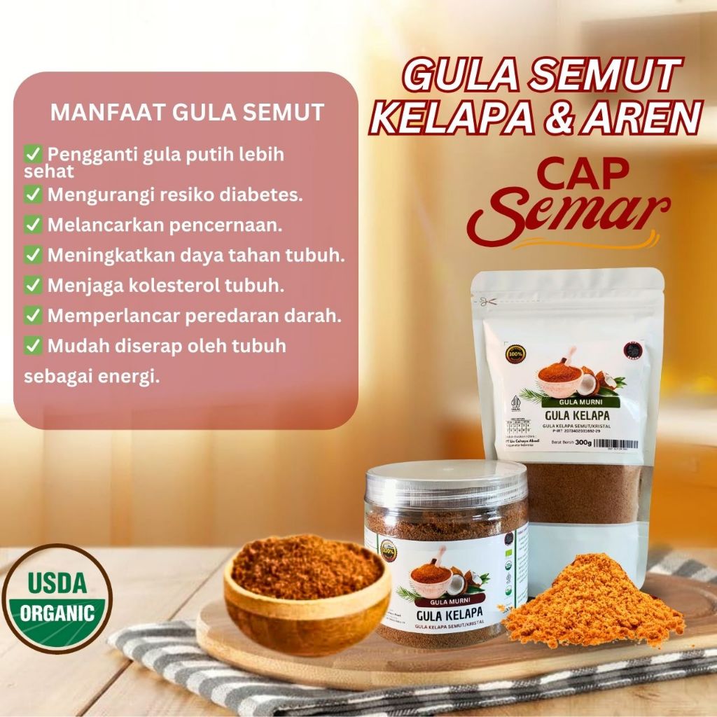 

Gula Semut Kelapa Organik 100% ASLI Nira Murni - Gula Sehat - Kualitas Ekspor - Manis Alami dari Nira