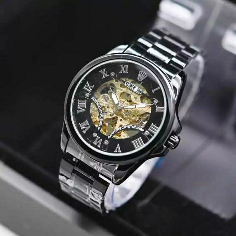 Jam Tangan Automatic Tanpa Baterai Tahan Air Pria Kasual Fashion Stainliss Steel