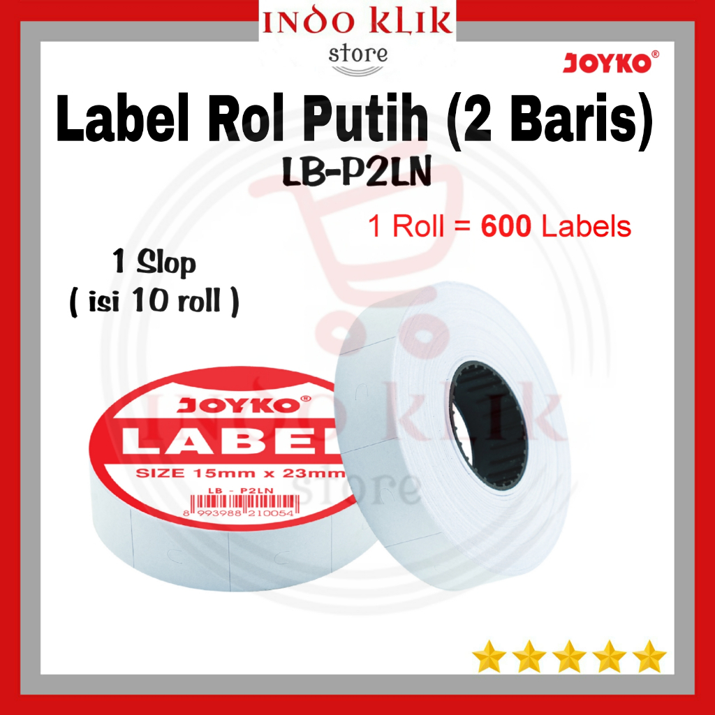 

Kertas Label Roll 2 Baris LB P2LN Joyko / Price Label 2 Line LB-P2LN isi MX-6600A MX-6600N