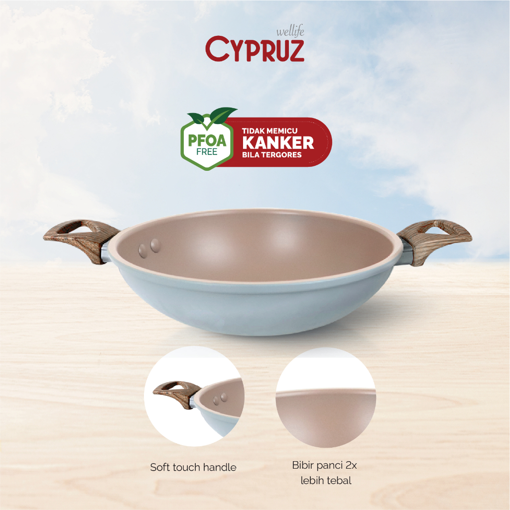 CYPRUZ KI-1001 Wok Pan 30 CM Hercules Series | Penggorengan Kuali Non PFOA Spiral Bottom