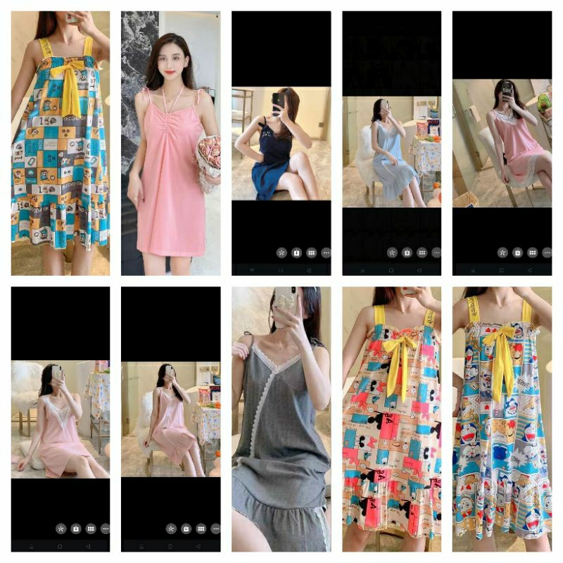 Daster Kensi spandex premium/Daster wanita tali kecil tanpa cup bra/Daster tali besar wanita