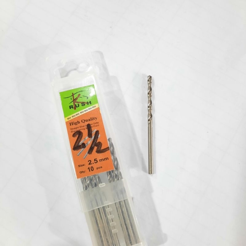 Mata Bor Besi Kayu 2.5 mm merk Rush / Matabor 2 ½ mm / Mata bor Besi 2½ ml / Mata Bor Kayu 2.5 mm