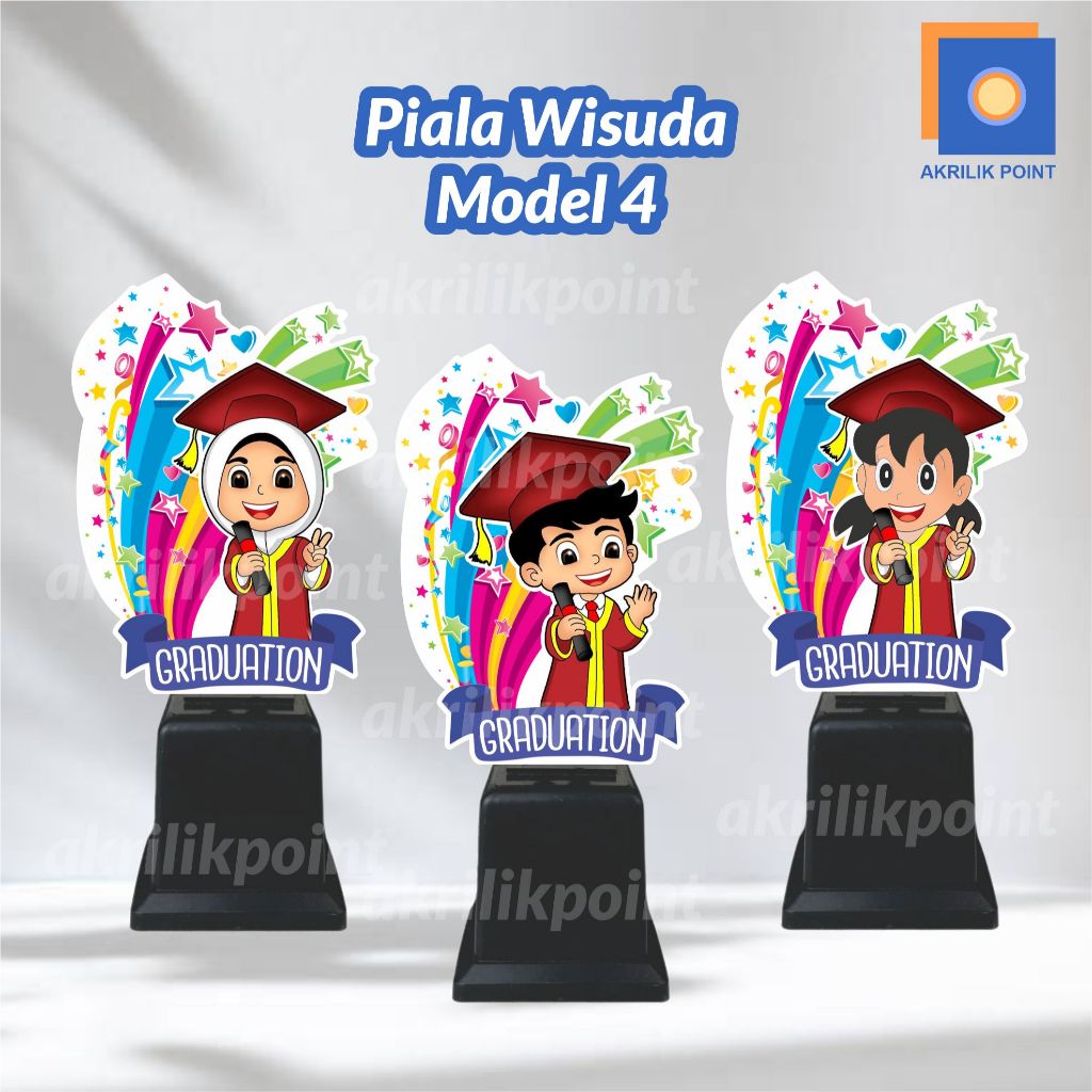 PIALA WISUDA AKRILIK TK Model 4 | Piala Plakat Karikatur Unik Sekolah Santri Wisuda