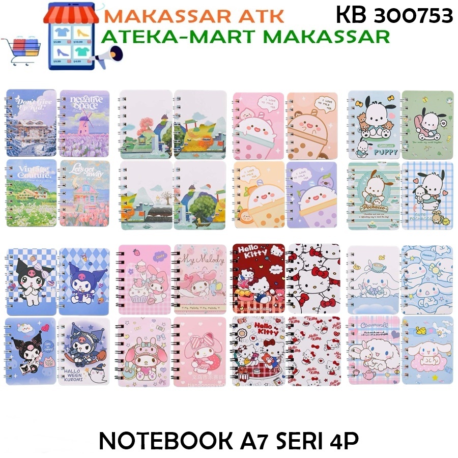 

[BKS/4PCS] LABUBU NOTEBOOK NOTES SPIRAL A7 FANCY BUKU CATATAN MINI LUCU