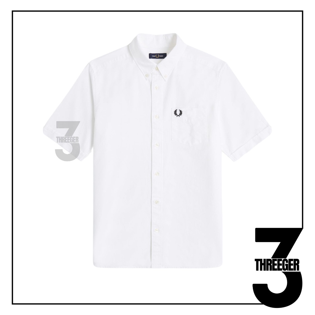 Fred Perry Oxford Short Sleeve Shirt White Original / Kemeja Fred Perry Original