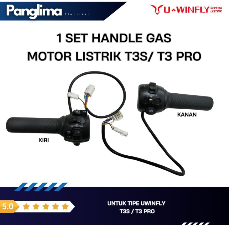 Handle Gas kiri & kanan Motor Listrik Uwinfly T3s / T3 Pro original