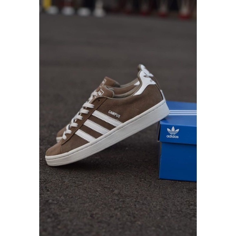 SEPATU CASUAL ADIDAS CAMPUS BROWN WHITE PREMIUM QUALITY