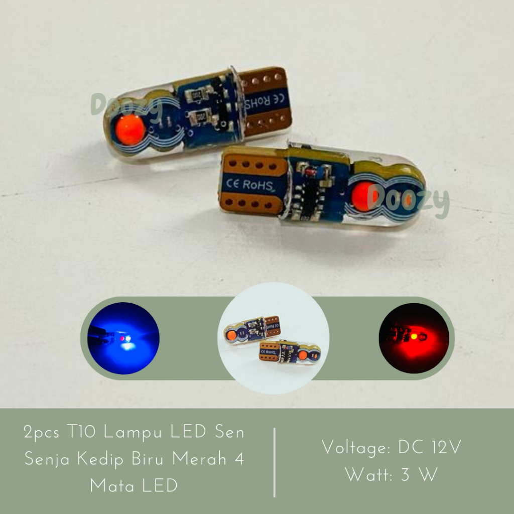 2PC T10 4 Mata Lampu LED sein Senja Kedip biru merah Untuk Sepeda Motor