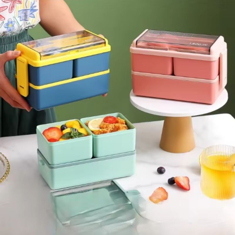 lunch box yakada 2 susun kotak makan 2 susun 0250 kotak makan anti tumpah 2 susun