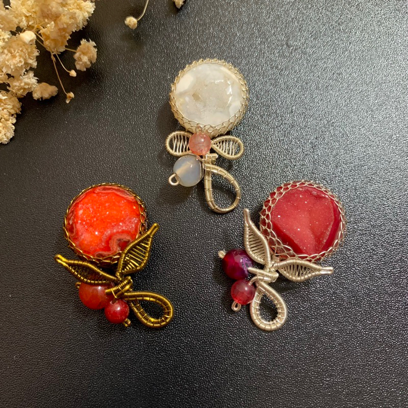 Bros Batu Druzy / Wire Jewelry / Aksesoris Batu / Bros Batu / Souvenir Pacitan / Bros Druzy