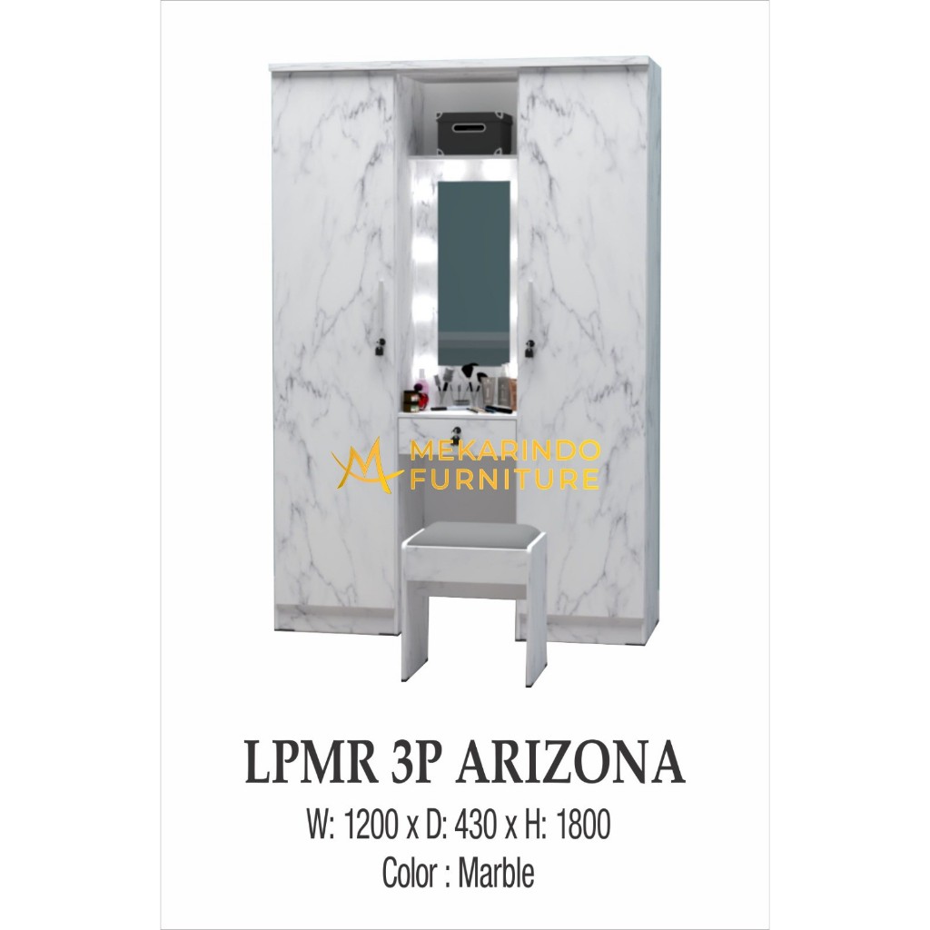 WAKANDA LEMARI PAKAIAN MEJA RIAS LPMR 3P ARIZONA