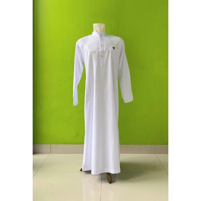Gamis jubah pria dewasa katun jeplin putih tulang  M L XL elegant