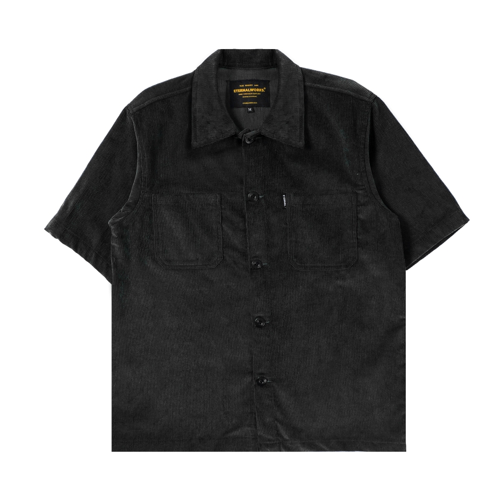 RUSH BLACK CORDUROY SHIRT - KEMEJA LENGAN PENDEK - ETERNALWORKS KEMEJA CORDUROY