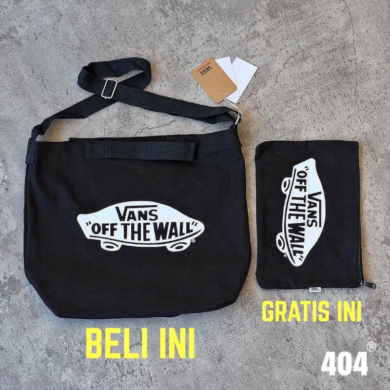 Tas Selempang Vans Hitam 2 in 1 Original Tas Selempang Pria Tas Selempang Wanita Pouch Make Up Pouch