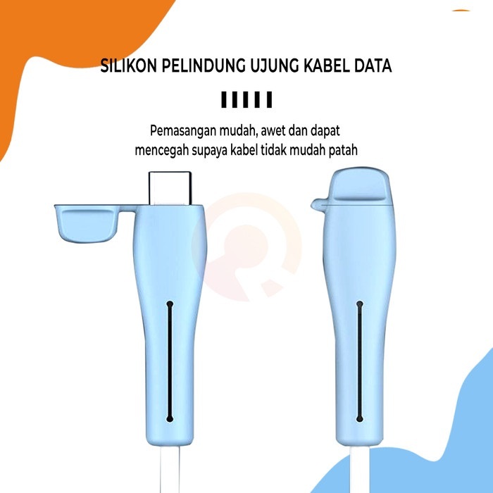 1 SET  SILIKON [ PELINDUNG ] UJUNG KABEL DATA USB C TO C BARU CASE COVER CHARGER CASAN Silicone Rubb