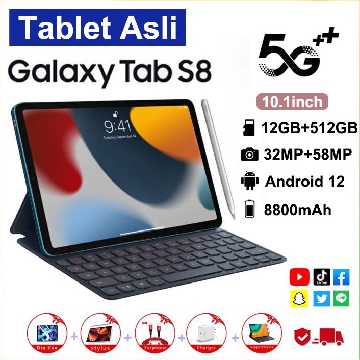 KODE W44A Tablet PC Galaxy Tab Baru 11inch 12GB  512GB Tablet Android 11 Inci Layar Full Screen Laya