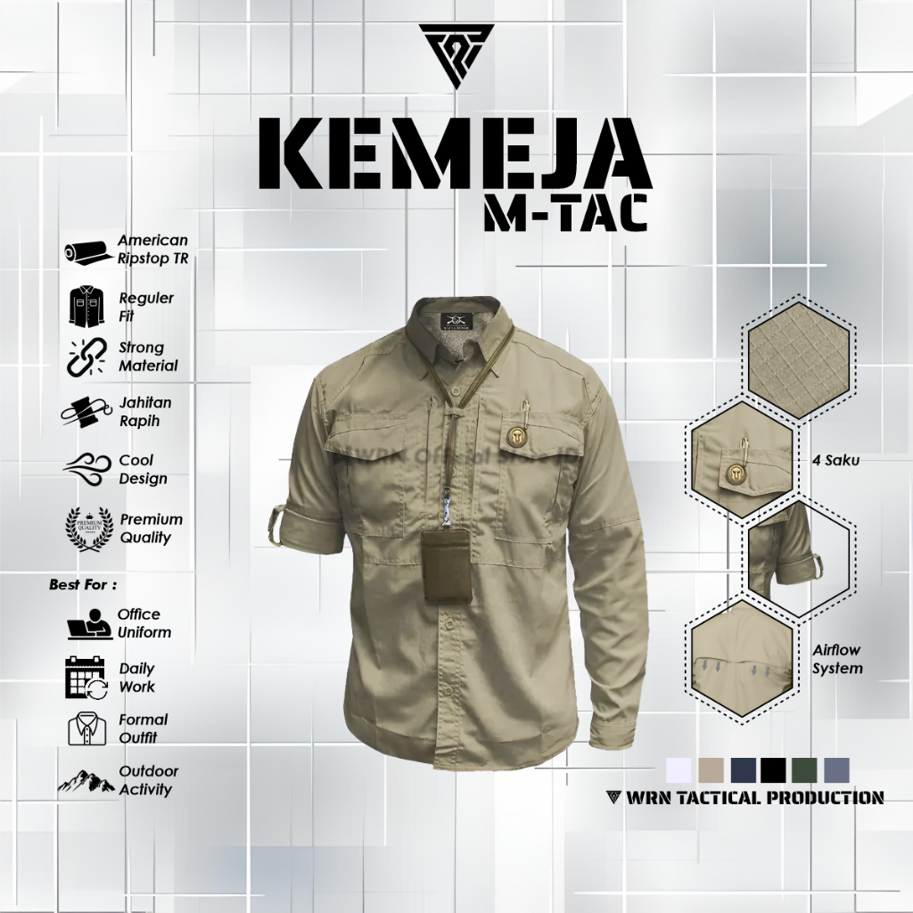 Kemeja Lapangan M-Tac Original Lengan Panjang Premium American Ripstop TR High Quality Unisex Seraga