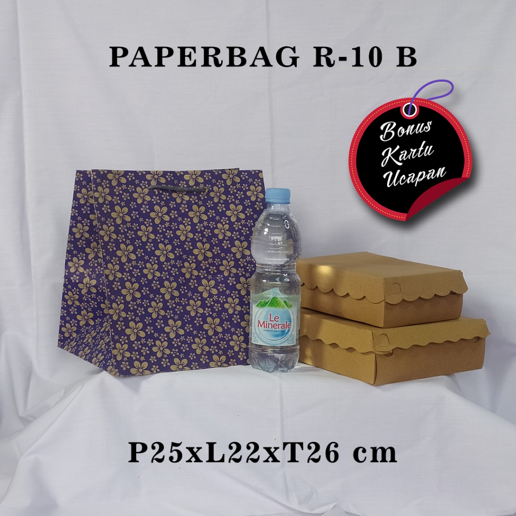 

PAPERBAG BONUS KARTU UCAPAN UKURAN R-10 B (P25 X L22 X T26 CM) UNTUK WADAH KOTAK MAKANAN TEH BOTOL DLL