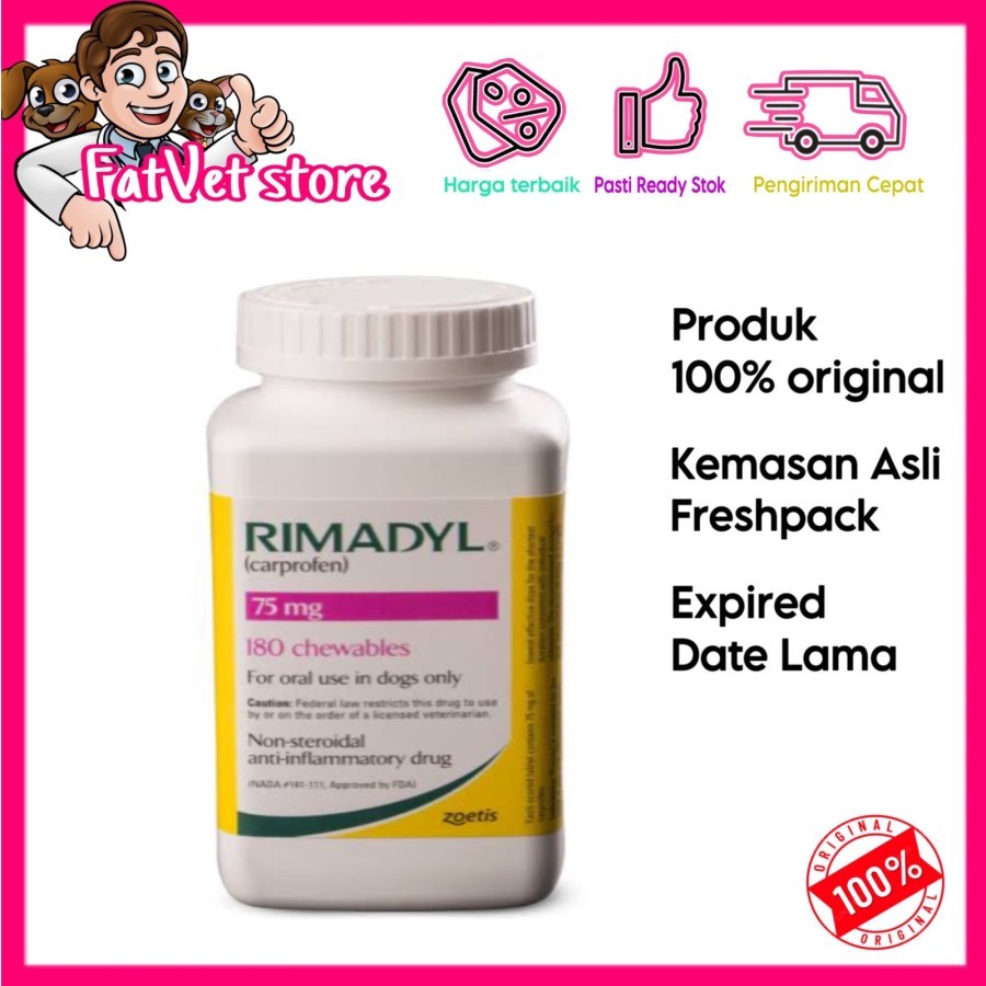 Rimadyl 75mg obat anti nyeri anjing chewable tablet original